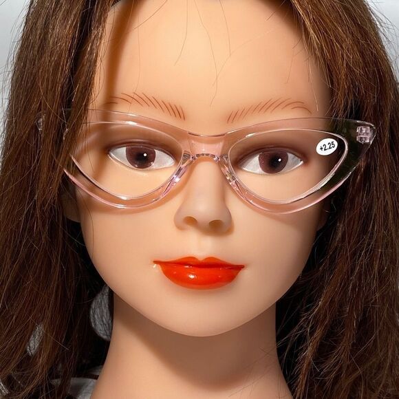1339 Emma Cateye Reading Glasses 2.25 Clear Pink Readers NWT - Picture 1 of 9